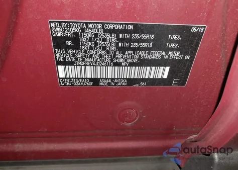 2018 Toyota Rav4 Limited z USA, uszkodzony, nr VIN JTMDFREV4JD246116